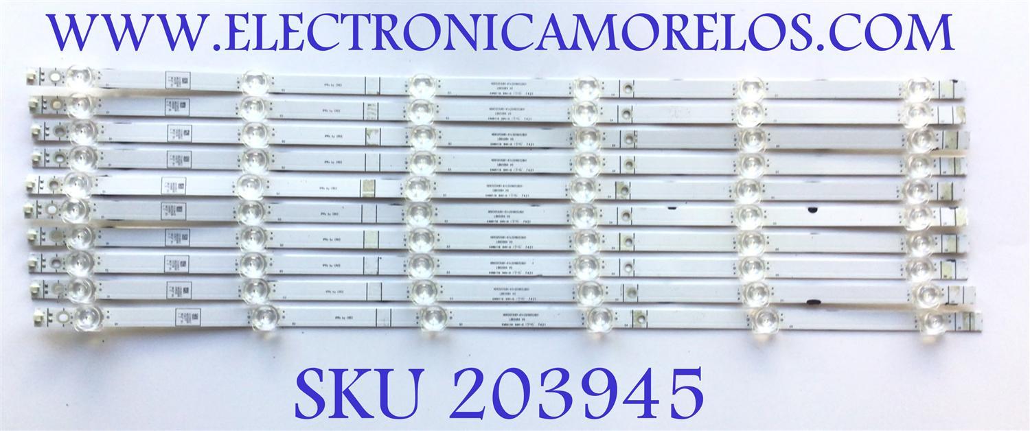 KIT DE LED'S PARA TV HISENSE (10 PIEZAS) / NUMERO DE PARTE 12184113 / LB65084 V0 / HE659ZM / PANEL HD650S1U81-K1 / MODELO 65R6E1